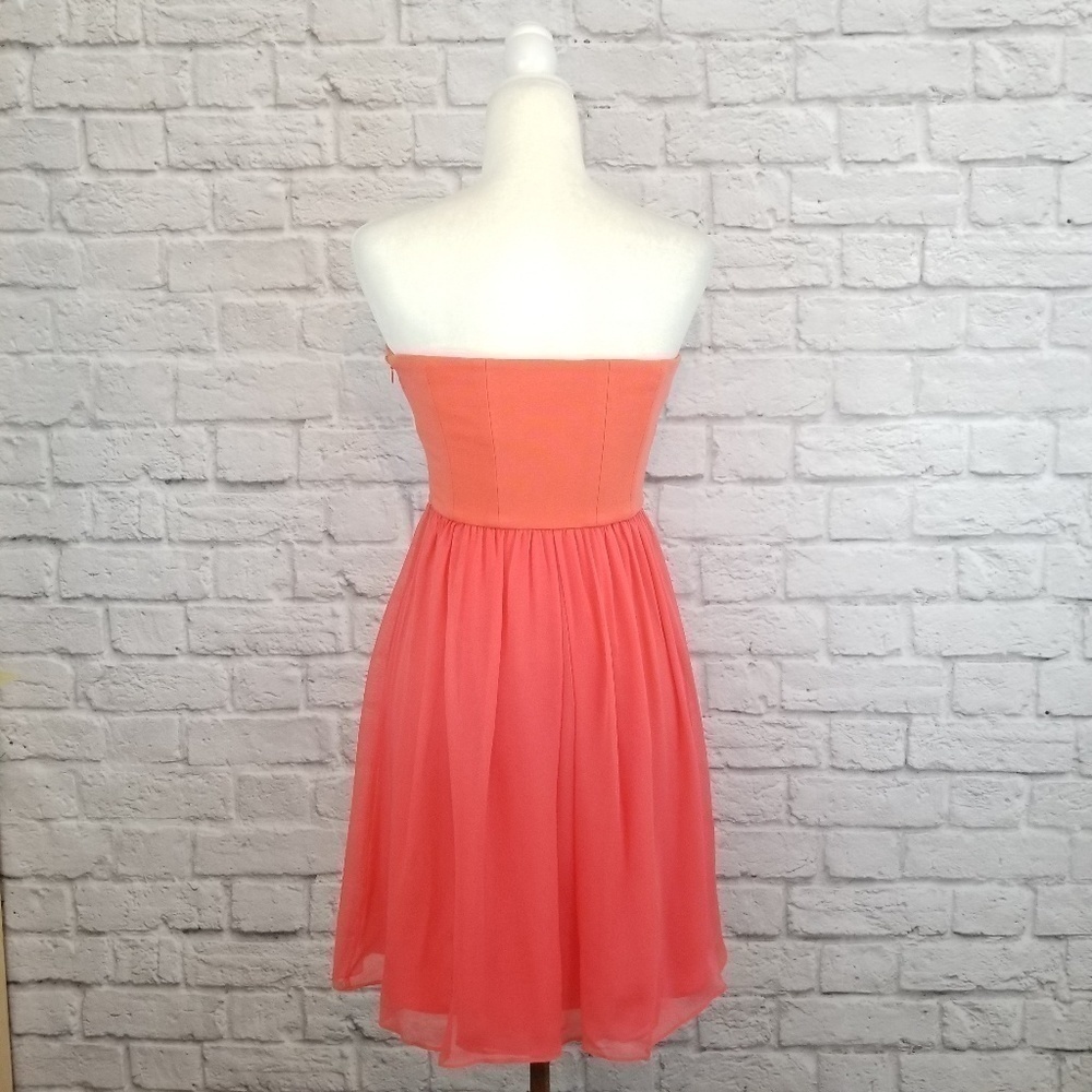 Diane Von Furstenberg coral strapless chiffon short dress women's size 2 Y2K - Picture 7 of 9